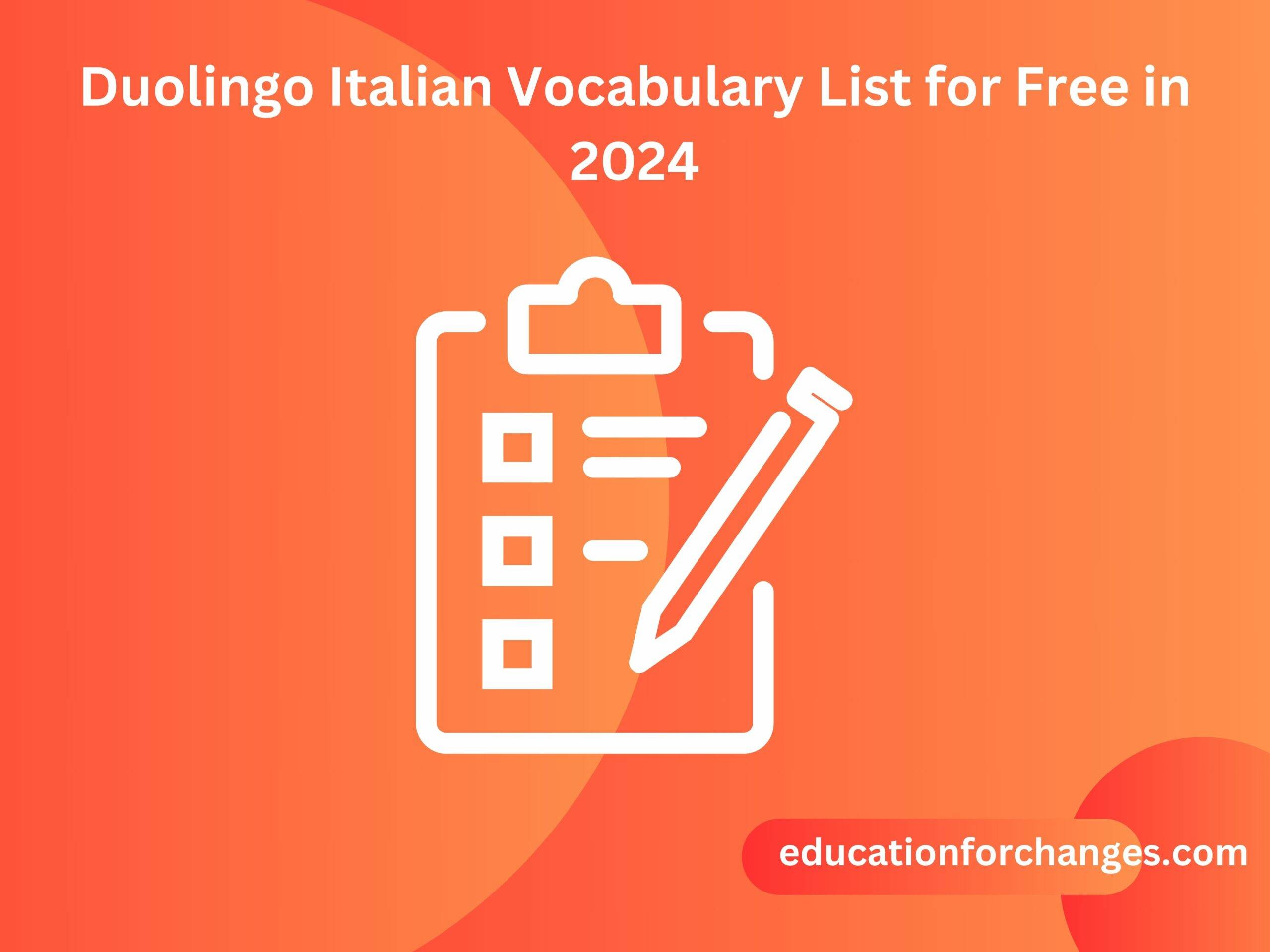 Duolingo Italian Vocabulary List for Free in 2024